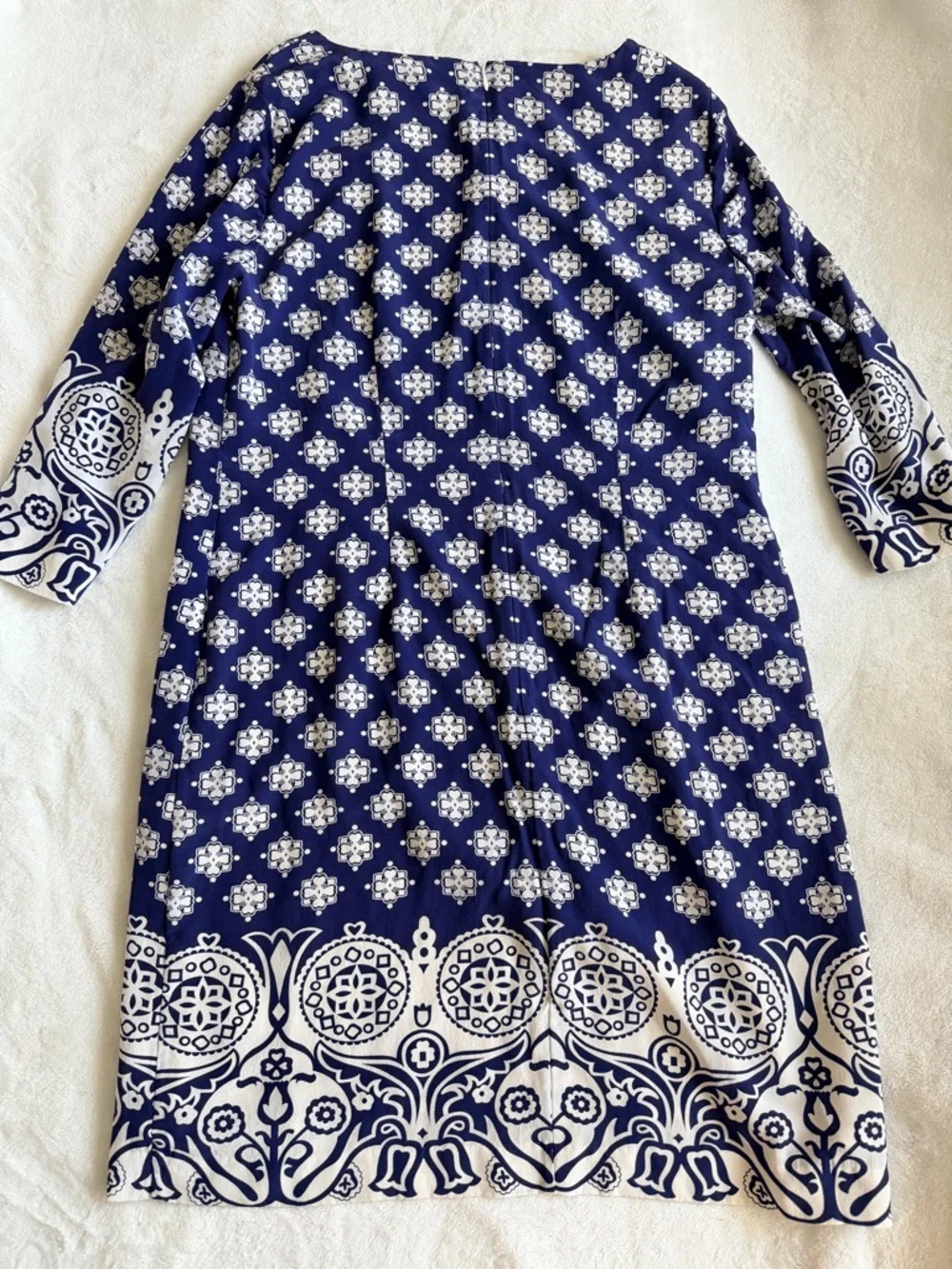 Brooks Brothers 100% Silk Navy & White Printed Midi Dress - Picture 9 of 10